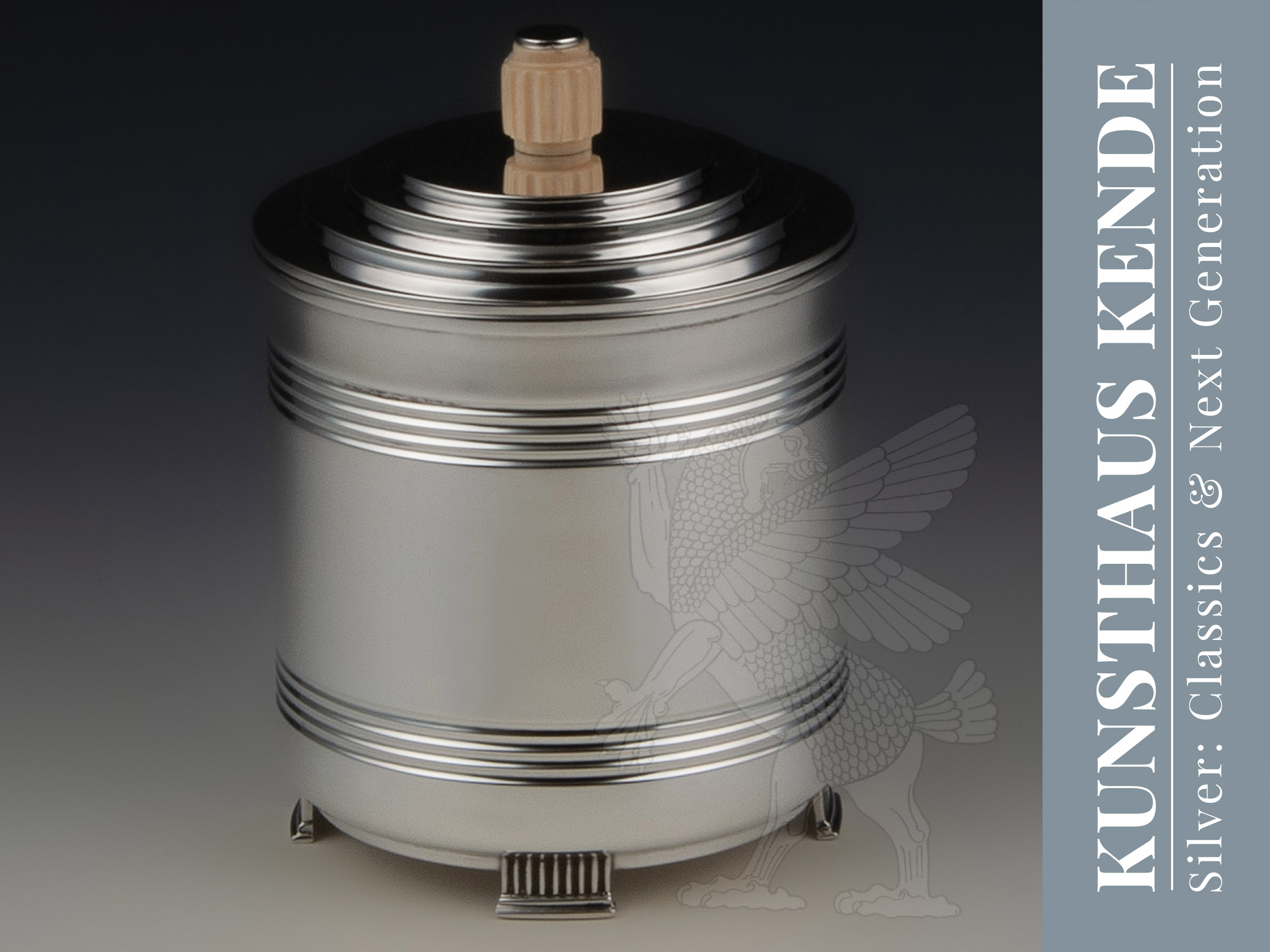 Art Déco Bisquitdose Sterlingsilber Mappin & Webb Classics