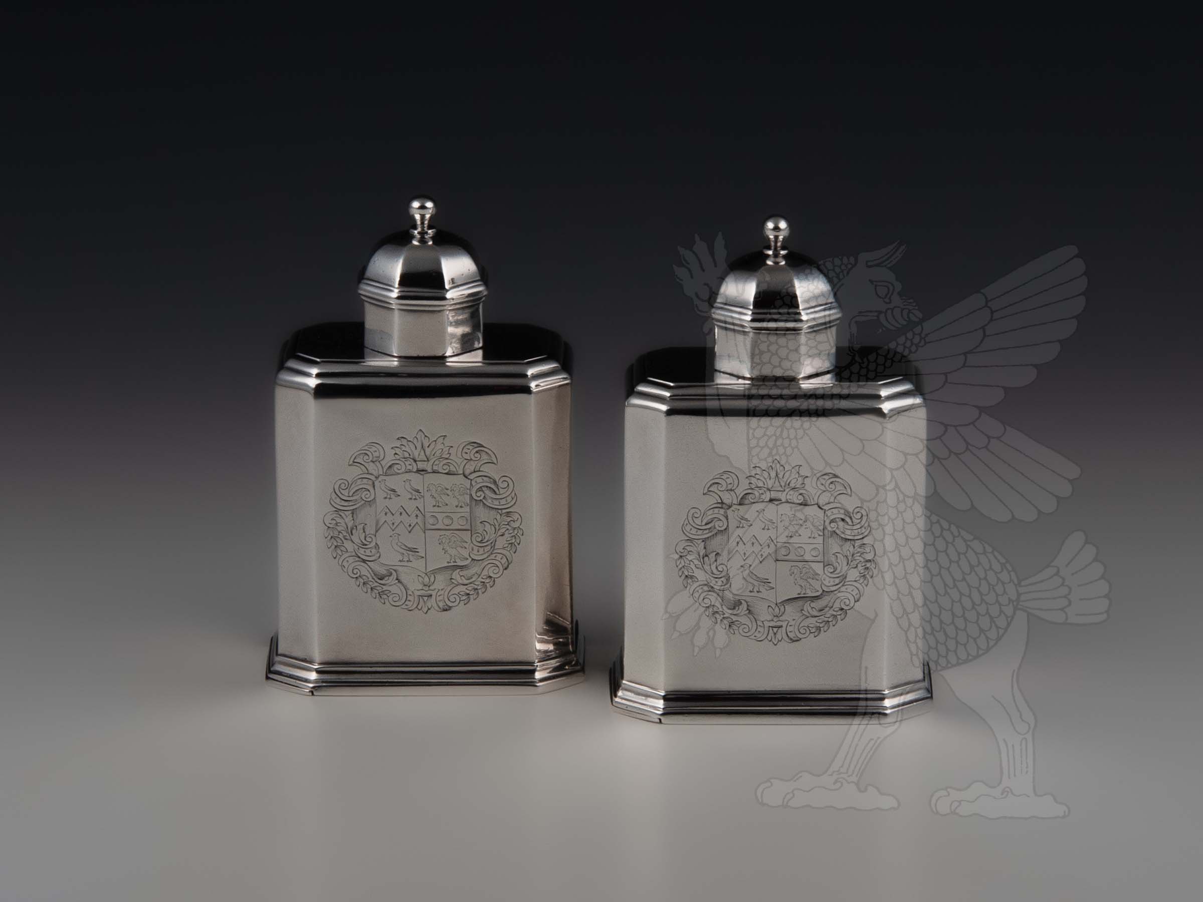 Museales Paar Sterling Silber Teedosen