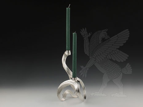 A outstanding modern sterling silver candelabra