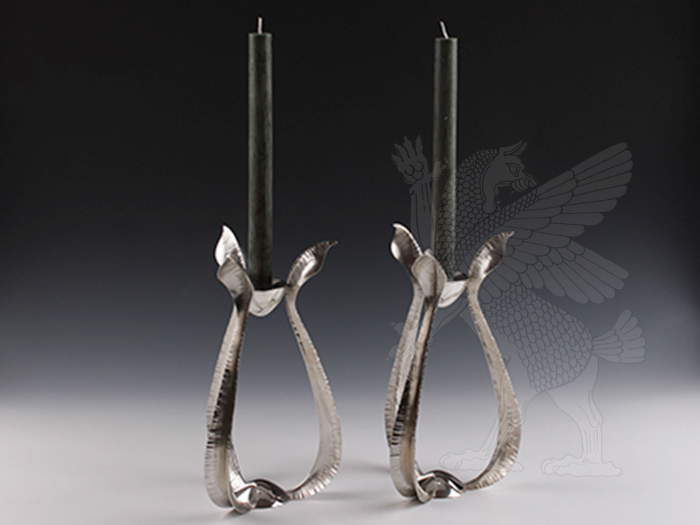 Außergewöhnliches modernes Paar Sterling Silber Kerzenhalter