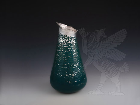 Feinsilber und Urushi Karaffe „Blue Water Jug“