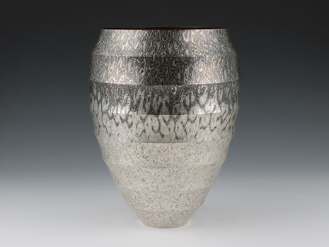An exceptional large silver and Mokume-gane Vase