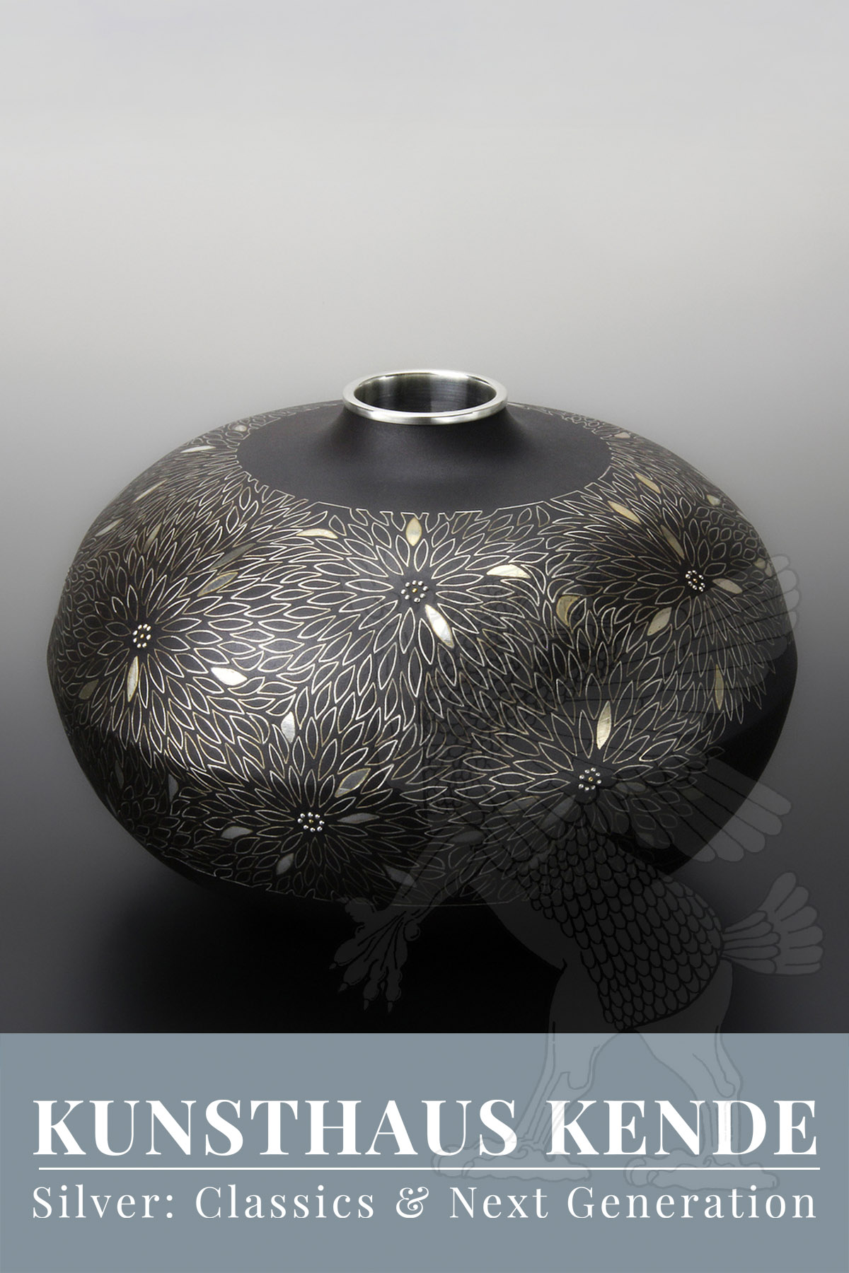 Satoshi Hara silver gold vase mujinagiku Kogei