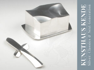 Silber Butterdose modern buttermesser glas deckel butterschale next generation
