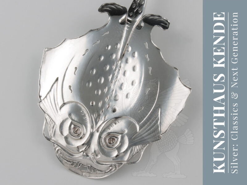 Sølv Fiskeserver Kristian Hestenes Art Nouveau fiske