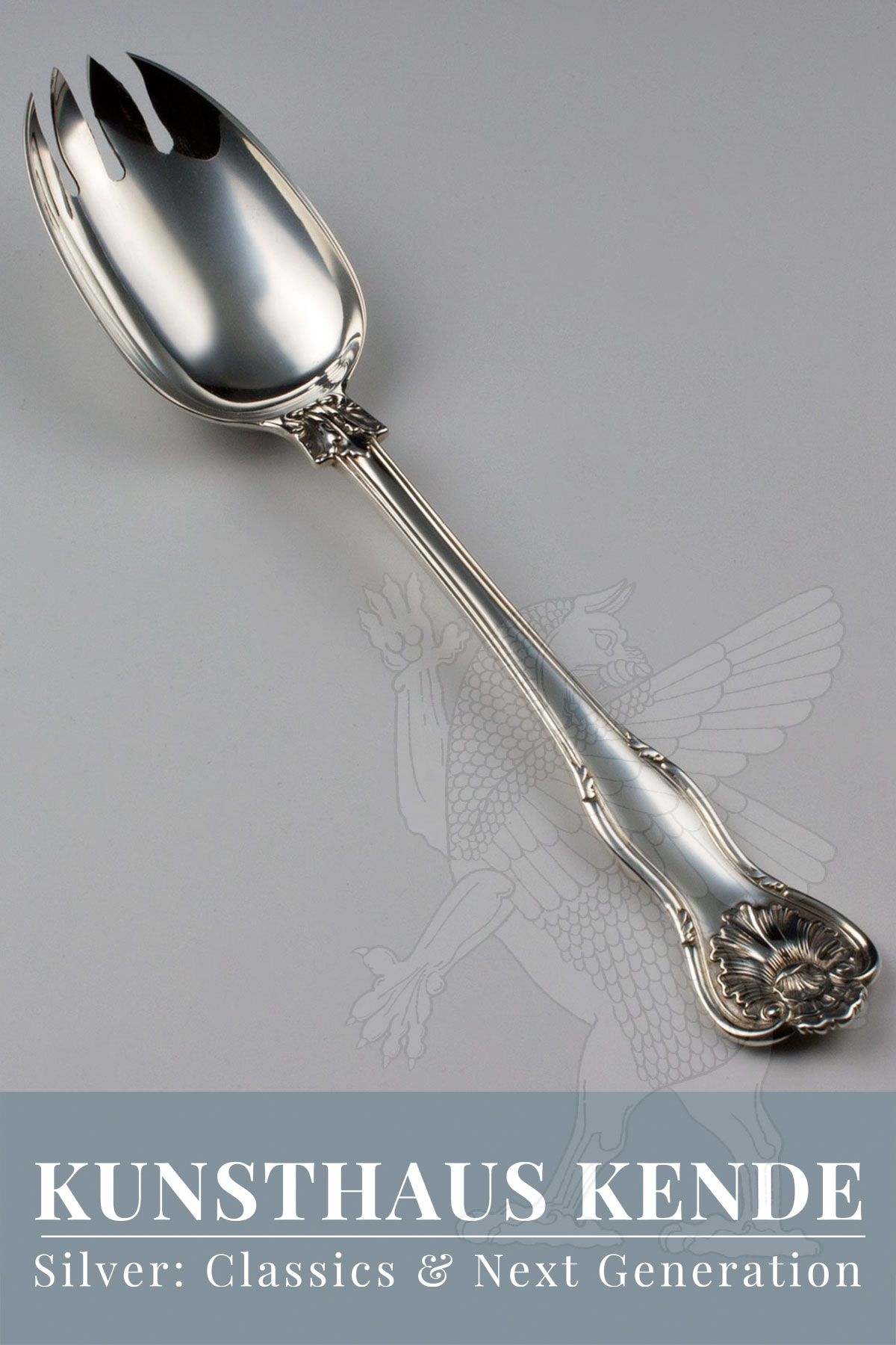 Sterling Silver King´s Husk serving fork George Adams Classics spork
